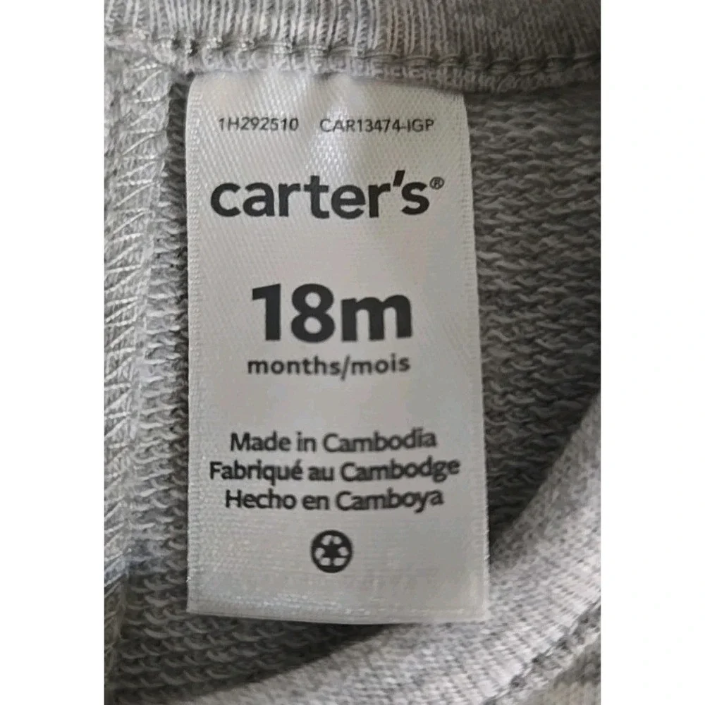 Carter's Bunny 3pc Jacket Set 18mo Gray White Pink Floral Pants Long Sleeve NEW